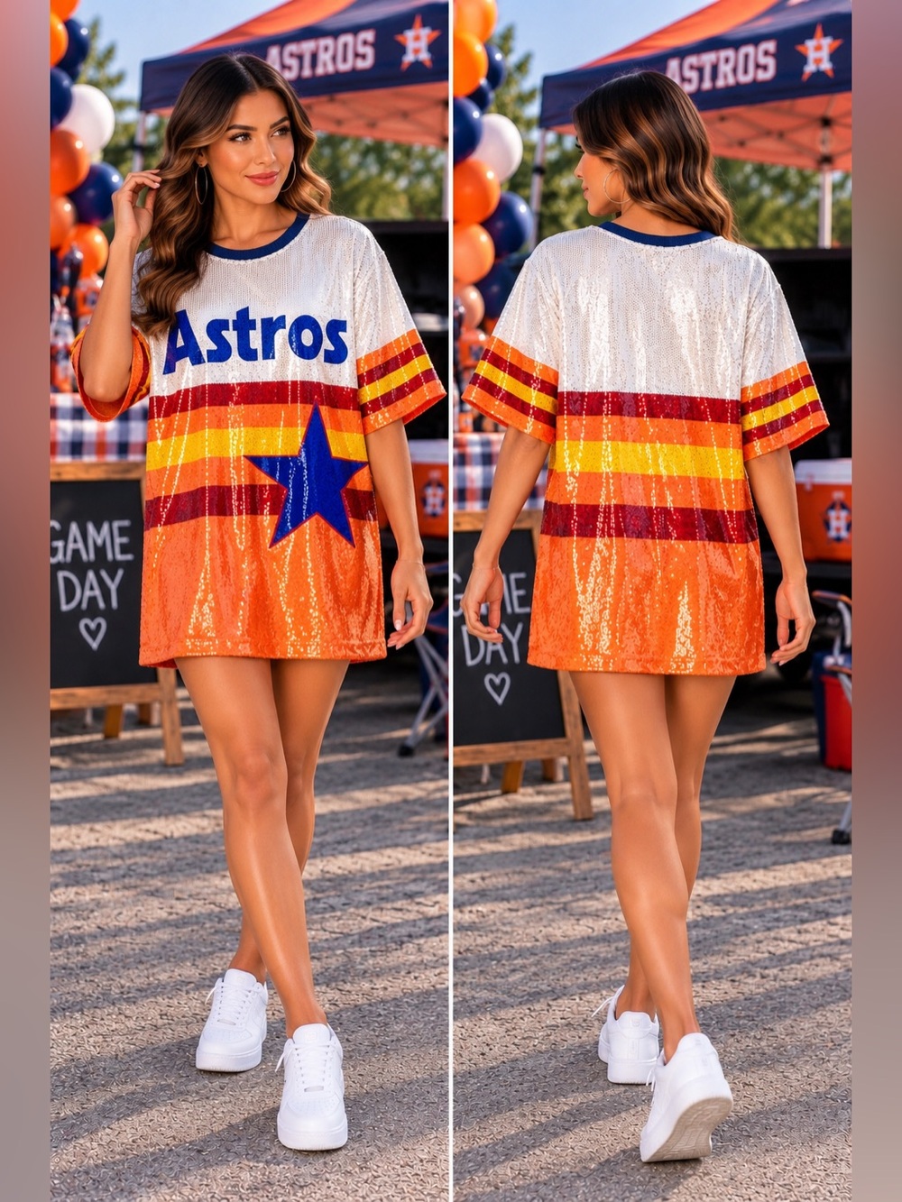 Houston Astros Dress Sparkly Sequin Dress Football Dress Football Jersey Dress